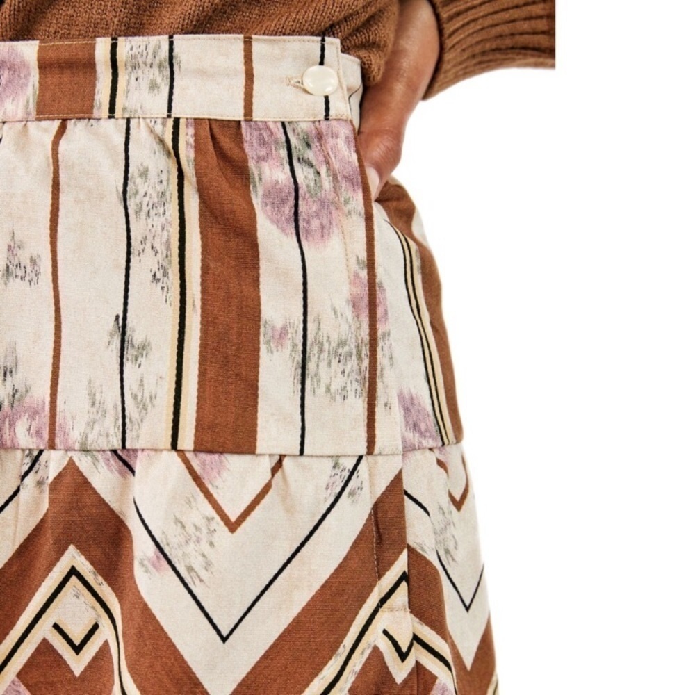 TINY for Anthropologie NWT Raleigh A-Line Mini Skirt Size Medium Floral Striped - Picture 5 of 12